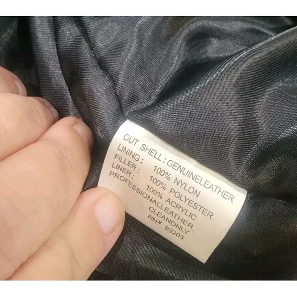 Papaleather USA black leather motorcycle flight JACKET full Zip‎ Black size L